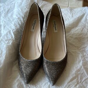 L.L. Bean Silver Heels with Glamorous Sparkle.worn only two times
